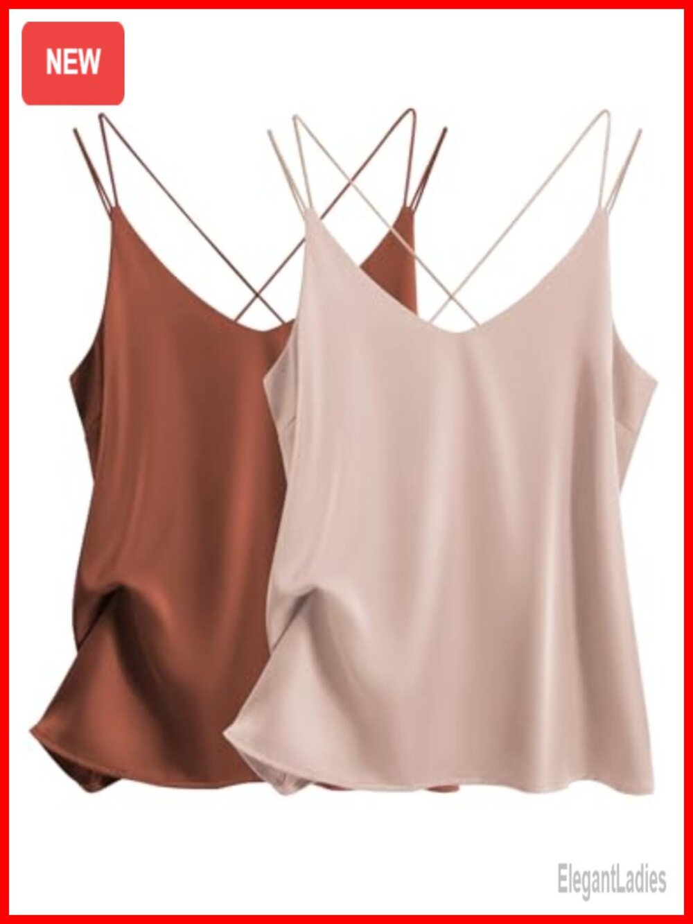 Sleeveless Satin V Neck Spaghetti Strap Cami Tank Top